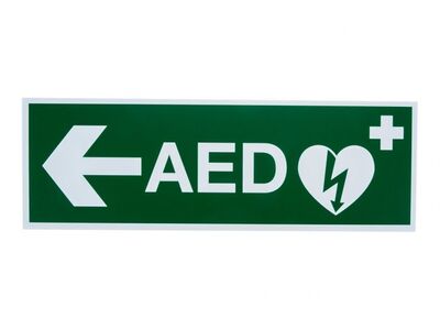PICTOGRAM AED PIJL LINKS (300 X 100 MM)